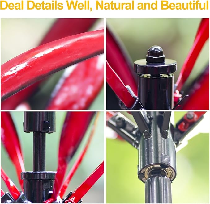 LimeHill Wind Spinner for Garden and Yard - Large Metal Kinetic Wind Sculptures Yard Art Outdoor (Burgundy 2)-VerdiqueGarden