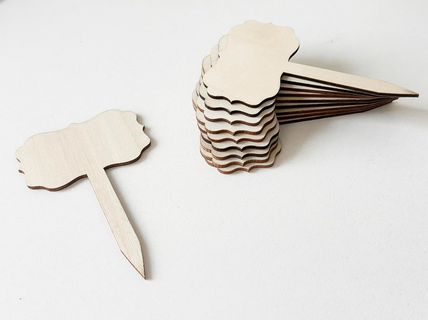 100 Pcs Wood Plant Labels, Natural Wooden Plant Marker Garden Sign Tags, T-Type Garden Markers for Succulents, Herbs, Seedlings, Potted, Flowers, Vegetables (Polygon)-VerdiqueGarden