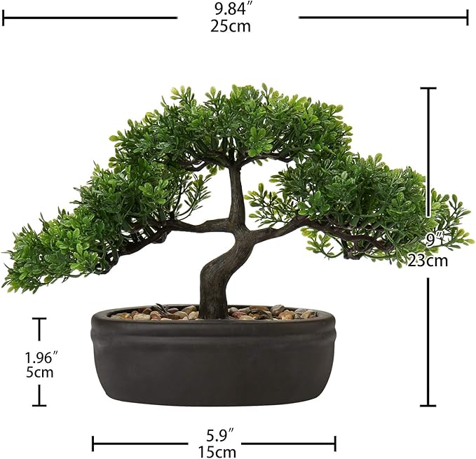 Artificial Bonsai Tree Juniper Faux Plants Indoor Small Fake Plants Decor with Ceramic Pots for Home Table Office Desk Bathroom Shelf Bedroom Living Room Farmhouse Decorations-VerdiqueGarden