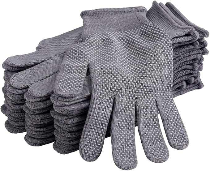 24Pcs Work Gloves Anti-slip Knitted Stretchy Cloth Glove Thin Moist Glove Liners-VerdiqueGarden