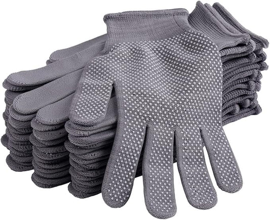24Pcs Work Gloves Anti-slip Knitted Stretchy Cloth Glove Thin Moist Glove Liners-VerdiqueGarden