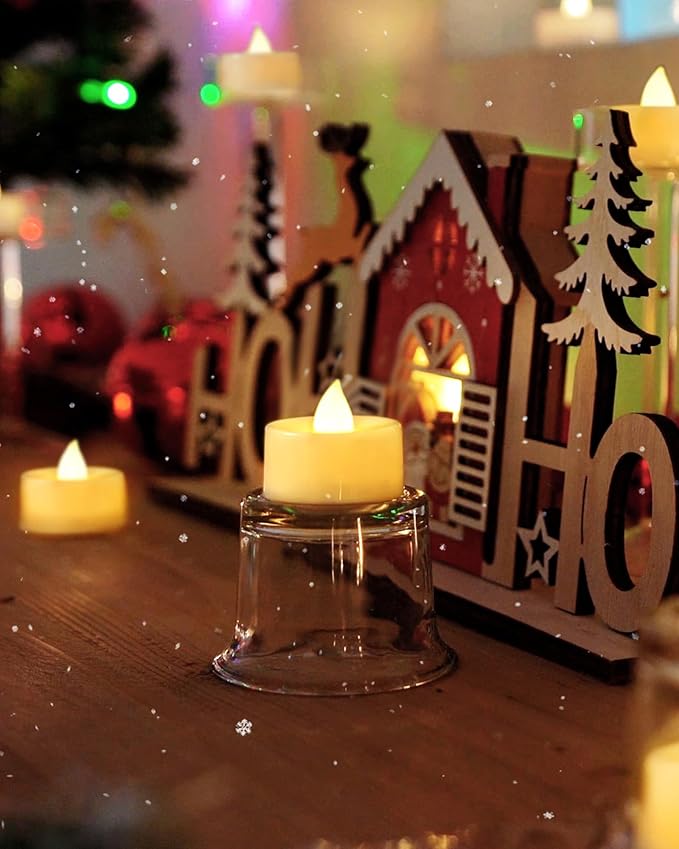 BEICHI Flameless Candles, 24Pack Battery Operated Candles, LED Tea Lights Candles Battery Operated, Flickering Fake Candles for Wedding Party Home Decor- Warm White, Ivory Base-VerdiqueGarden