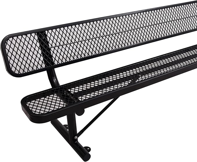 4/6/8 Feet Park Bench for Outside Heavy Duty Metal, Garden Benches Outdoor Bench with Backrest & Portable Frame, for Shopping Malls Stores Parks Patios Decks, Black-VerdiqueGarden