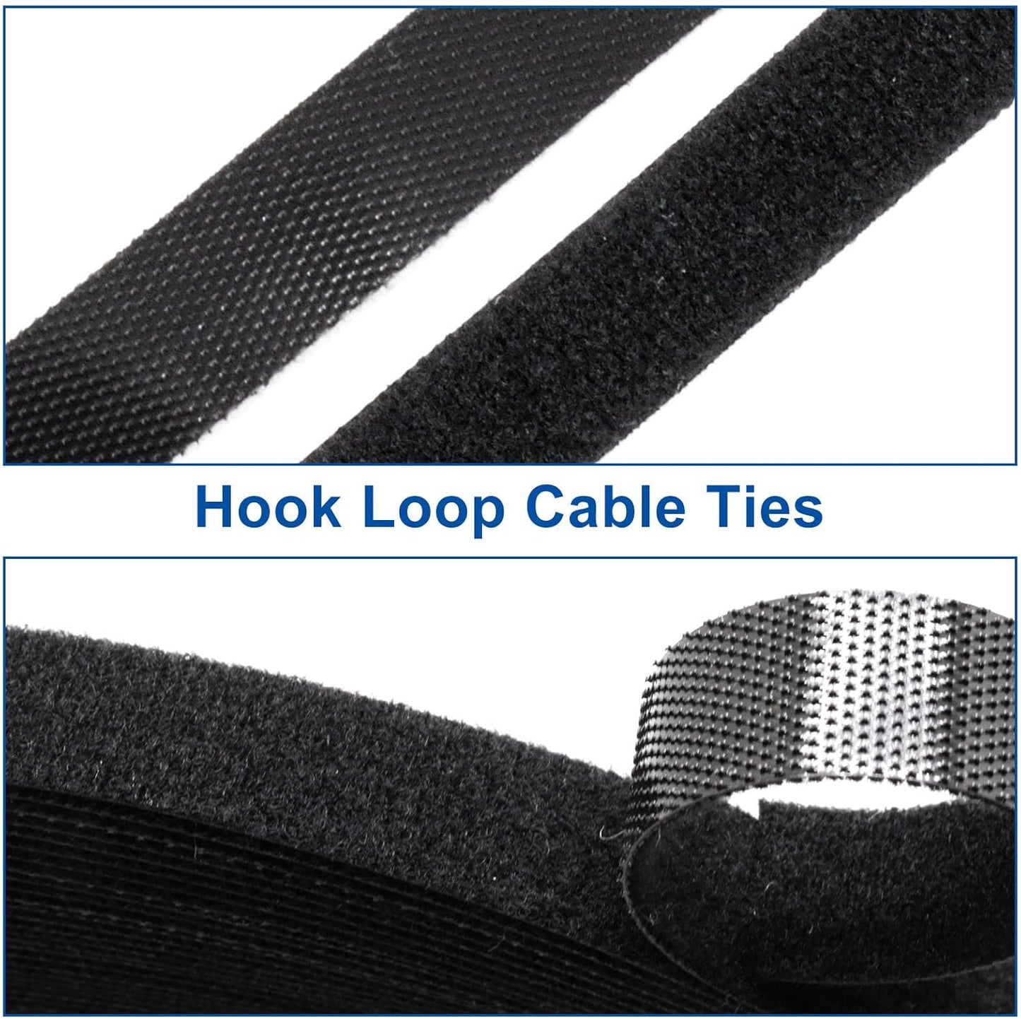 Plant Ties 131ft Feet, Plant Tape Reusable Nylon Hook and Loop Tape, Garden Strap for Climbing Plants Supports, Tree Ties for Flower Vine Tomato Branches, Cable Wire (Black)-VerdiqueGarden