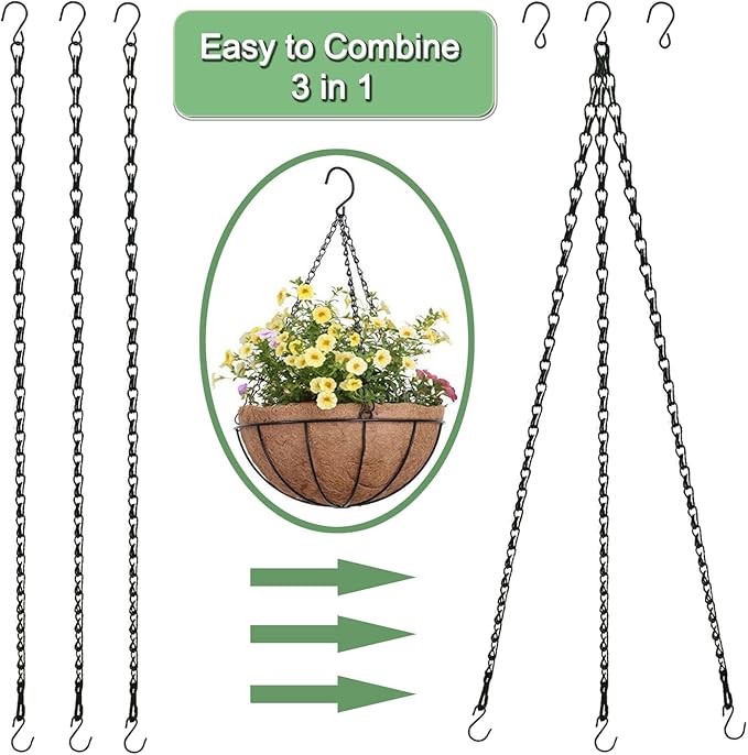 10 Pack 21 Inch Black Hanging Chains with hooks, Grow Lights Chain adjusable, Hanging chains for bird feeders, Plant hanger indoor, Hanging Planter, Christmas wreath, Pendant light, Wind Chime-VerdiqueGarden