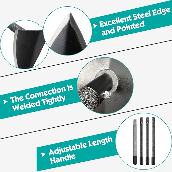 Hoe Garden Tool,Triangle Gardening Hoe with Sharp Blade for Digging,Weeding,Cutting and Loosing Soil,60 Inch Adjustable Length Metal Handle…-VerdiqueGarden