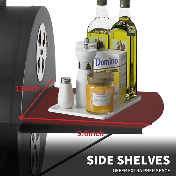 Barrel Charcoal Grill, Large Charcoal Grills with Side Shelf, Outdoor BBQ Grill,Perfect for Backyard Camping, Patio Parties, and Picnics-VerdiqueGarden