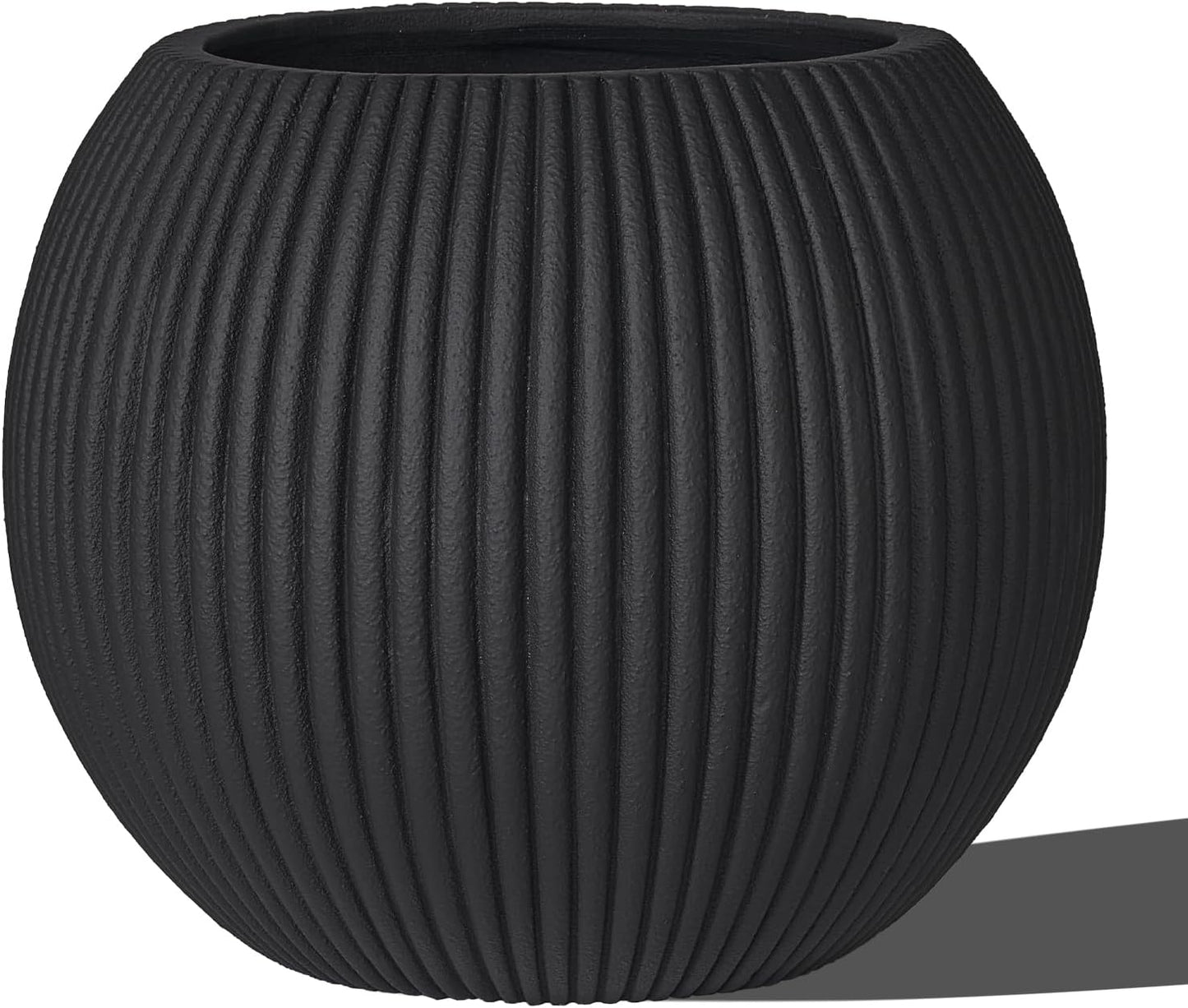 16 Inch Handmade Concrete Outdoor Planter - Classic Striped Design | Fiberglass & Composite Material | Durable for Commercial & Home Decor-VerdiqueGarden