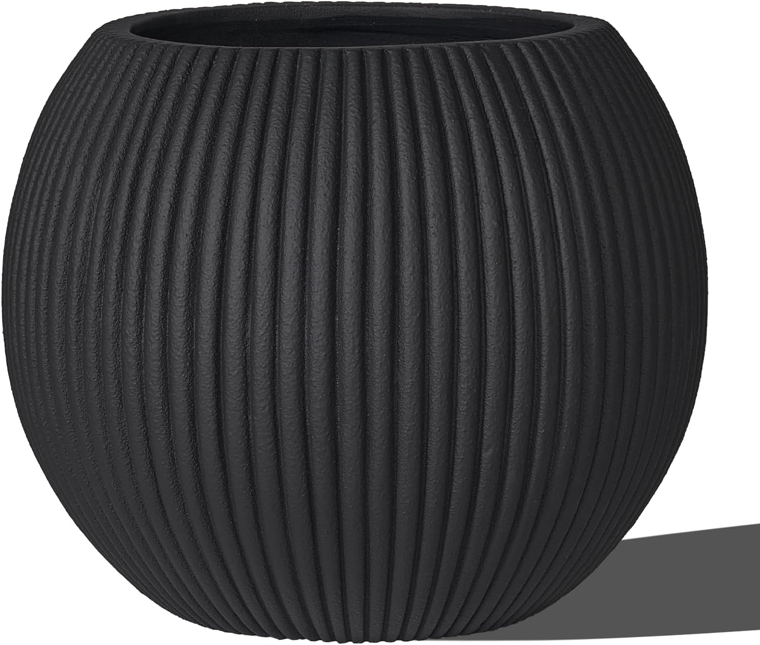 16 Inch Handmade Concrete Outdoor Planter - Classic Striped Design | Fiberglass & Composite Material | Durable for Commercial & Home Decor-VerdiqueGarden