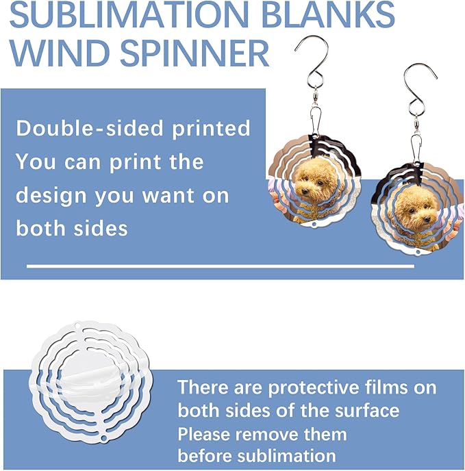 20 Pcs Sublimation Wind Spinner Blanks 3 Inch Bulk Aluminum Metal Ornaments Sublimation Blanks Products Heat Transfer Outdoor Garden Christmas Trees Decoration Sublimation Blank Wind Spinners-VerdiqueGarden