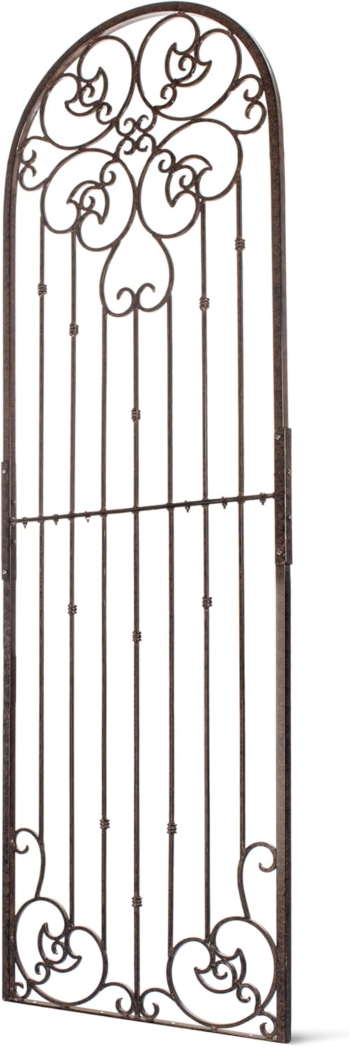 H Potter 8 Foot Tall Garden Trellis Wrought Iron Heavy Scroll Metal Decoration Lawn Patio and Wall Decor Screen for Rose Clematis Ivy Weather Resistant Patio Deck Wall Art X Large-VerdiqueGarden