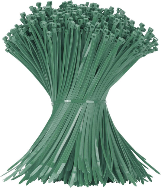 12 Inch Zip Ties Garden Green 1000 PCS, 50 Lbs- Heavy Duty Tensile Strength, Nylon PA66 UV Resistant Cable Ties for Indoor and Outdoor Use - Ideal for object bundling and fastening-VerdiqueGarden