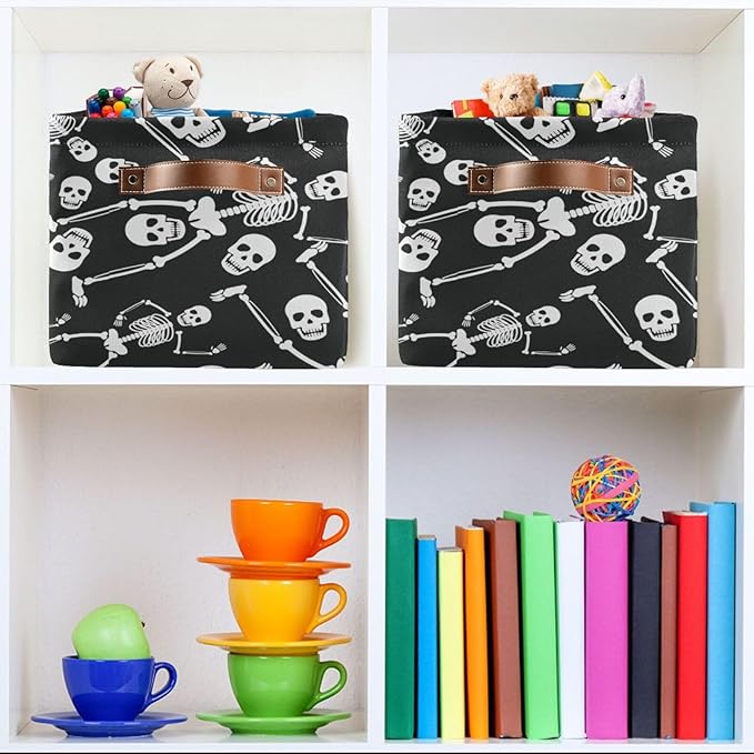 Skull Rectangular Storage Basket Organizer Bin Shelf Baskets For Clothes Gifts For Home Office Dorm-VerdiqueGarden