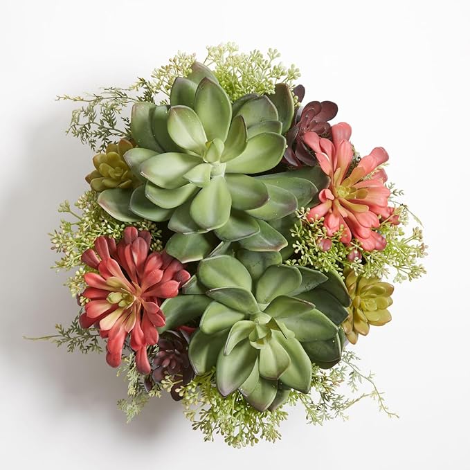 Faux Succulent Arrangement, Premium Artificial Indoor Plant Enhances Interior Design, Display on Any Surface in Your Home Adding an Inviting Touch of Nature, Grey Planter Pot Included-VerdiqueGarden