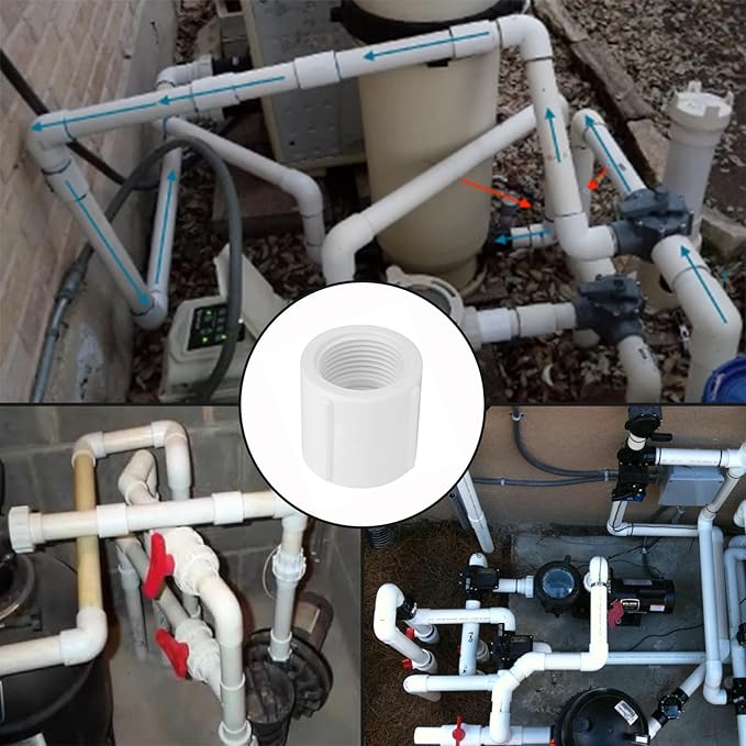 10Pack 1" Double Female Thread PVC Pipe Coupling Adapter Pipe Fitting Connector (Female x Female) SCH40 1Inch PVC Female Threaded Pipe Coupling for Sprinkler,Irrigation,Swimming Pools-VerdiqueGarden