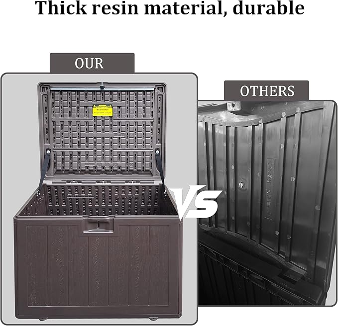 33 Gallon Pro Waterproof Outdoor Storage Bin Resin Deck Box for Patio, Poolside, and Garden, Lockable & UV-Resistant, Ideal for Small Spaces, Brown-VerdiqueGarden