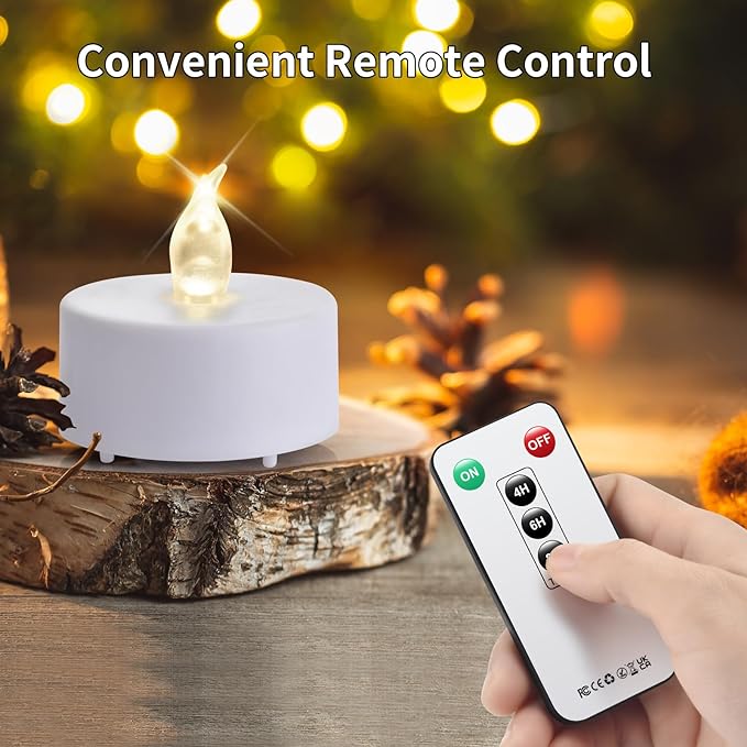 Tea Light Candles with Remote Control,50pack Flickering Flameless LED Candle,Long Lasting 400+Hours,Battery Operated with Timer for Home Decoration Seasonal &Festival Celebration WarmWhite-VerdiqueGarden