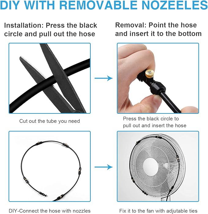 Bonviee Misters for Outside Patio, 100FT Misting Cooling System for Patio, 100FT (30M) Misting Line+28 Mist Nozzles+3/4" Brass Adapter, Pre-Assembled Garden & Greenhouse Watering System-VerdiqueGarden