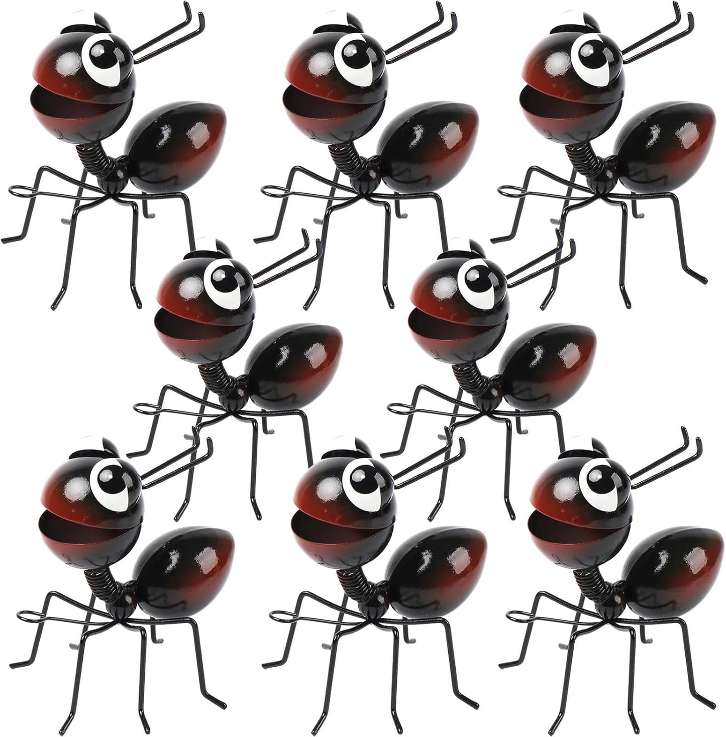 Metal Yard Art Garden Decor for Outside Cute Ants Yard Decorations Outdoor Lawn Ornaments Backyard Gifts for Mom - Set of 8（All Black）-VerdiqueGarden