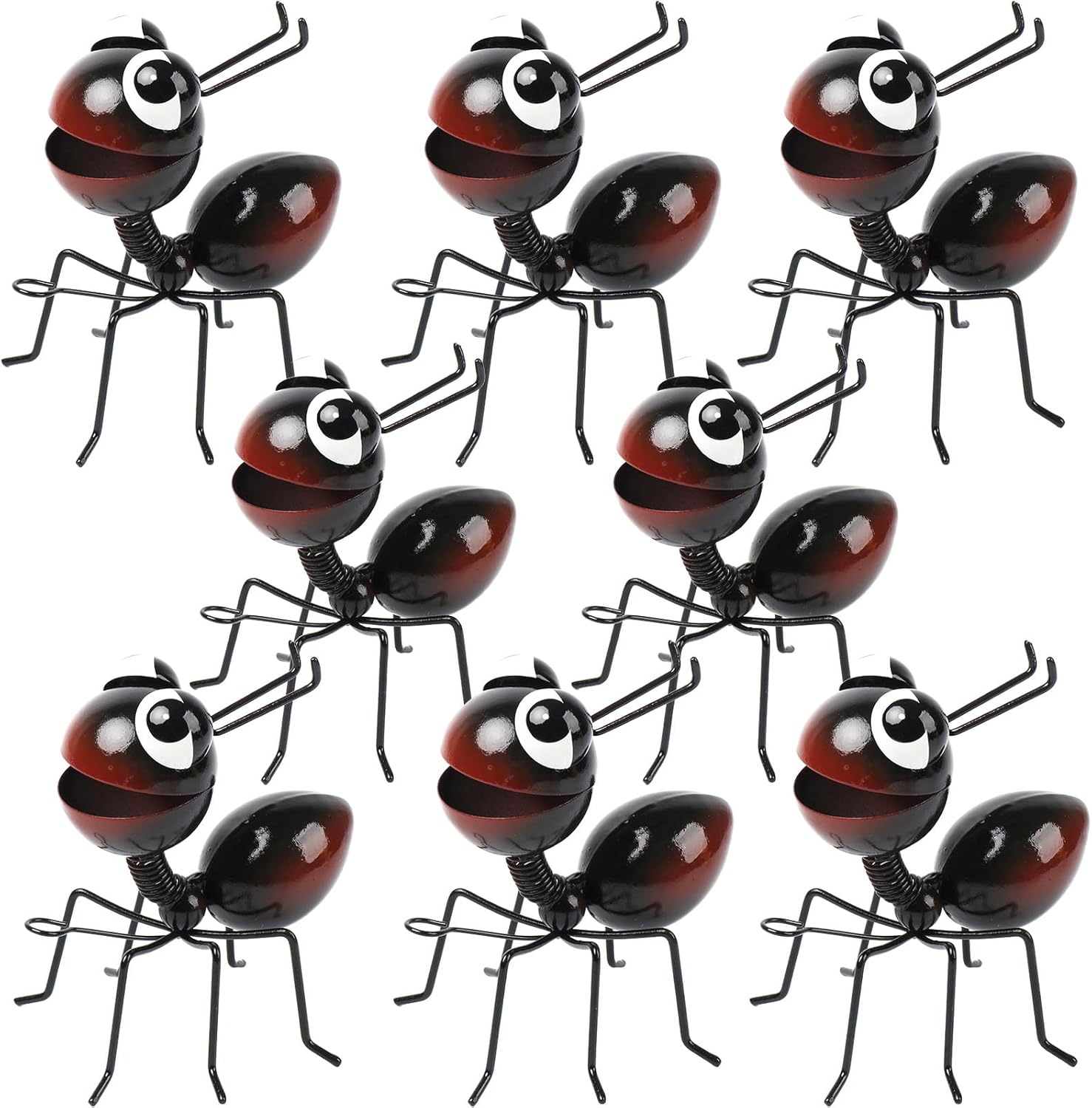 Metal Yard Art Garden Decor for Outside Cute Ants Yard Decorations Outdoor Lawn Ornaments Backyard Gifts for Mom - Set of 8（All Black）-VerdiqueGarden