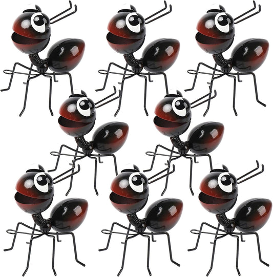 Metal Yard Art Garden Decor for Outside Cute Ants Yard Decorations Outdoor Lawn Ornaments Backyard Gifts for Mom - Set of 8（All Black）-VerdiqueGarden