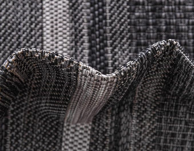 Unique Loom Outdoor Border Collection Area Rug - Soft Border (9' x 12' Rectangle, Black/ Ivory)-VerdiqueGarden