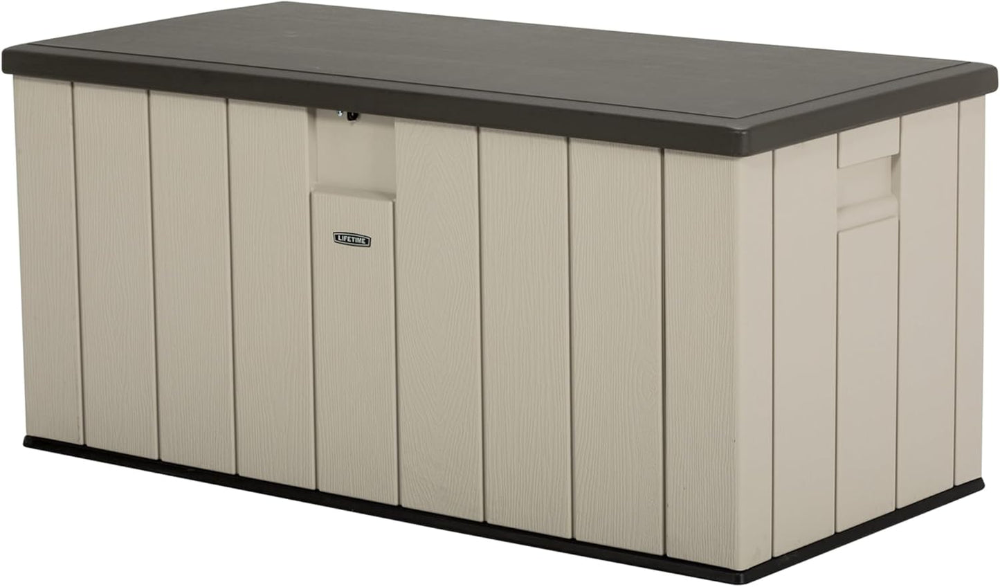 LIFETIME 60254 Heavy-Duty Outdoor Storage Deck Box, 150 Gallon, Desert Sand/Brown-VerdiqueGarden