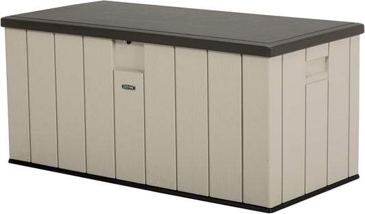 LIFETIME 60254 Heavy-Duty Outdoor Storage Deck Box, 150 Gallon, Desert Sand/Brown-VerdiqueGarden