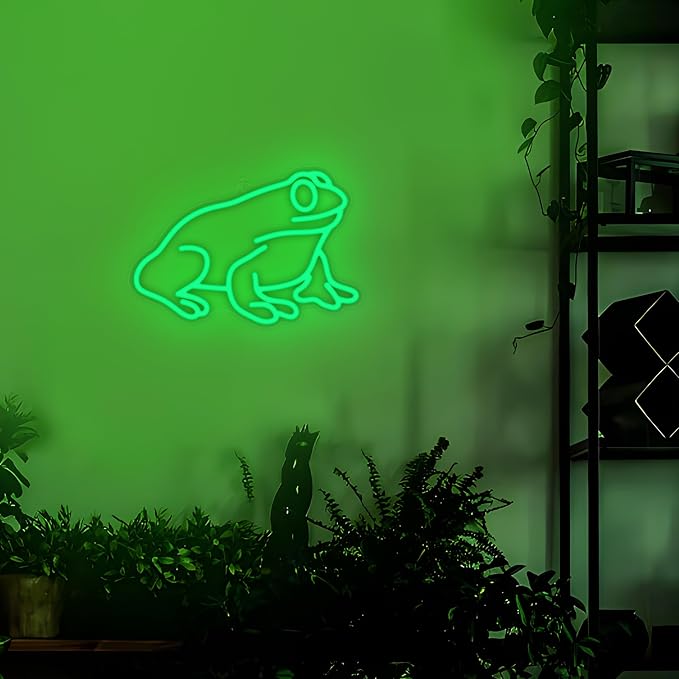 Lampeez Frog Neon Sign, Frog Lamp Wall Decor, Dimmable LED Neon Art Signs USB Powered, for Man Cave, Home, Patio, Garden, Bars, Stores, Clubs, Ideal Gift for Friends, Family and Kids-VerdiqueGarden