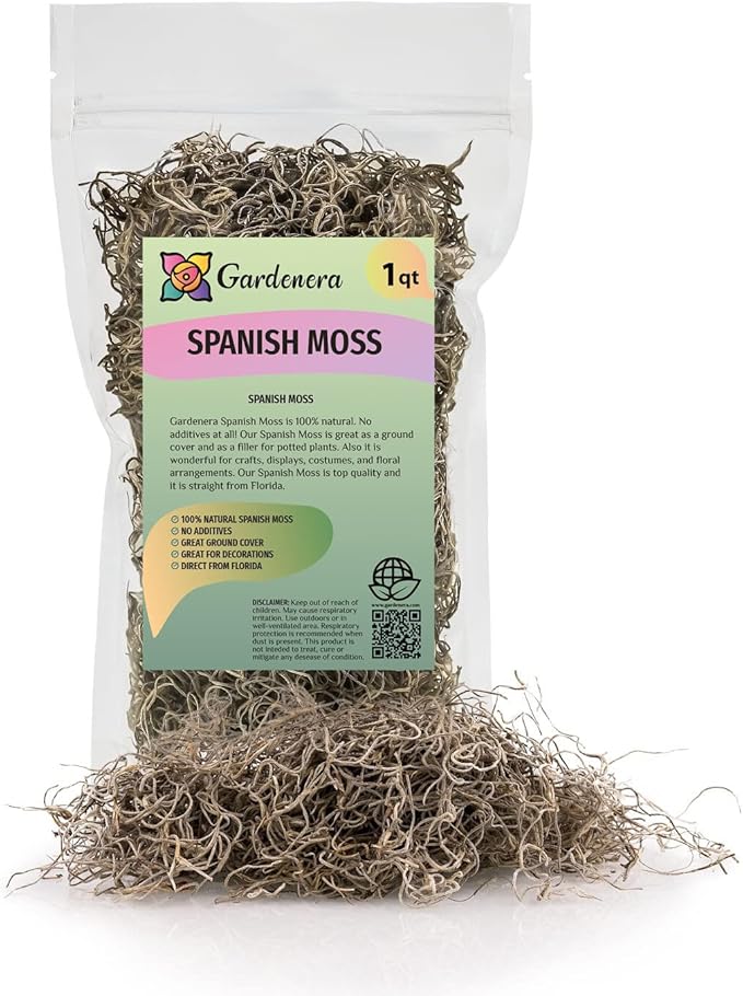Premium Natural Spanish Moss | Natural Preserved - Great Ground Cover - Filler for Potted Plants - by GARDENERA - 5 Quart Bag-VerdiqueGarden