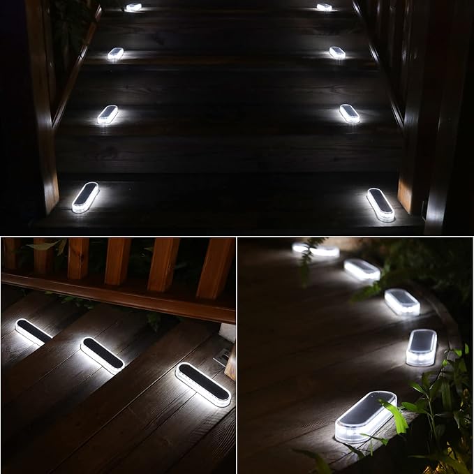 Honalia Solar Driveway Lights Outdoor 6 Pack, Dock Lights Solar Powered Waterproof IP68, Solar Deck Lights Cool White Driveway Markers Concrete Step Lights for Driveway Deck Stairs Marine Dock Runway-VerdiqueGarden