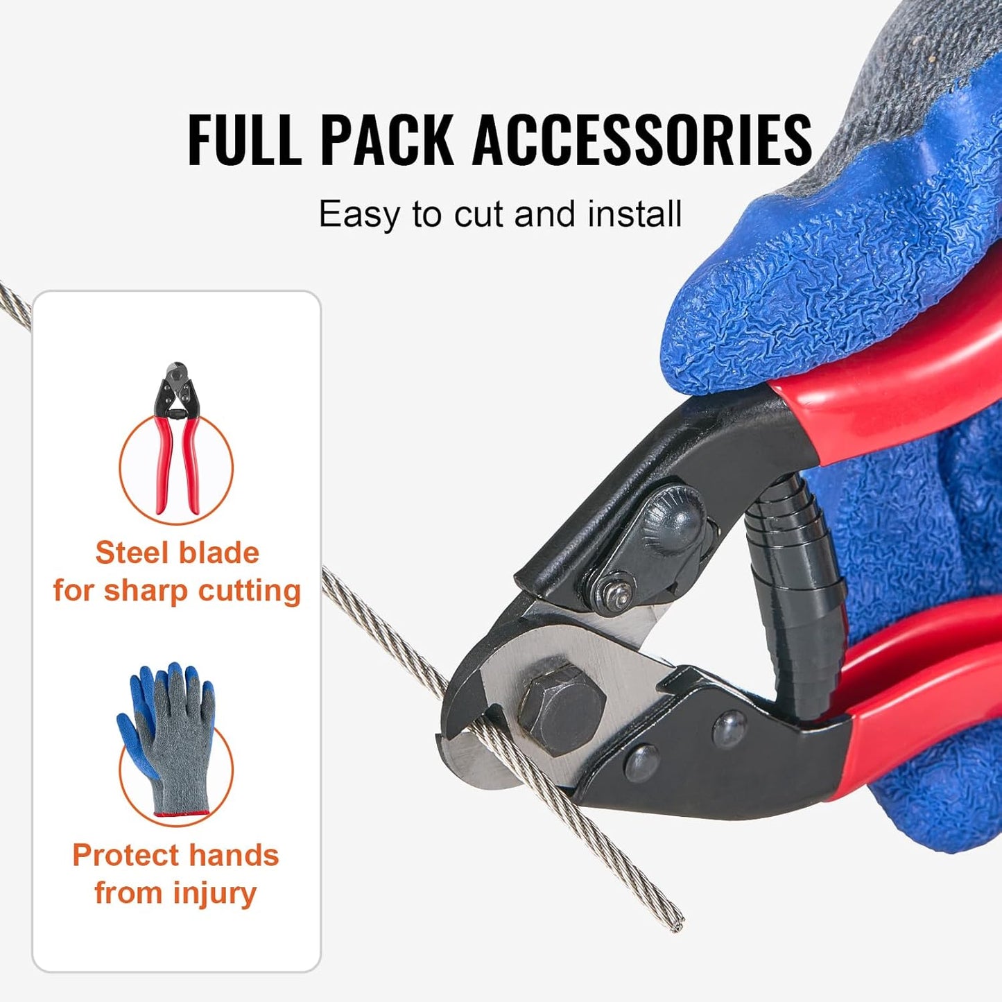 VEVOR 1/8 Stainless Steel Cable, 1000 FT 316 Cable Railing Kit with Cutter and Gloves, 1600 lbs Breaking Strength, 7x7 Strands Marine Aircraft Cable for Handrail Stair Decking Fence Outdoors-VerdiqueGarden