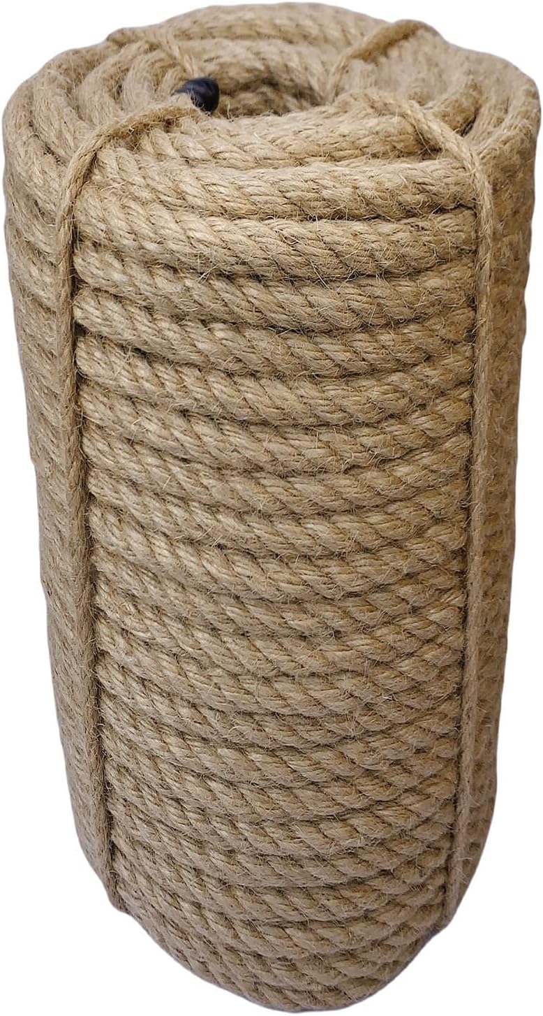 Jute Rope 16mm, 100 Feet 6.2lb Thick Garden Jute Twine String for DIY Cat Scratcher, Gardening, Bundling and Wall Hanging Craft Decorative (Brown)-VerdiqueGarden