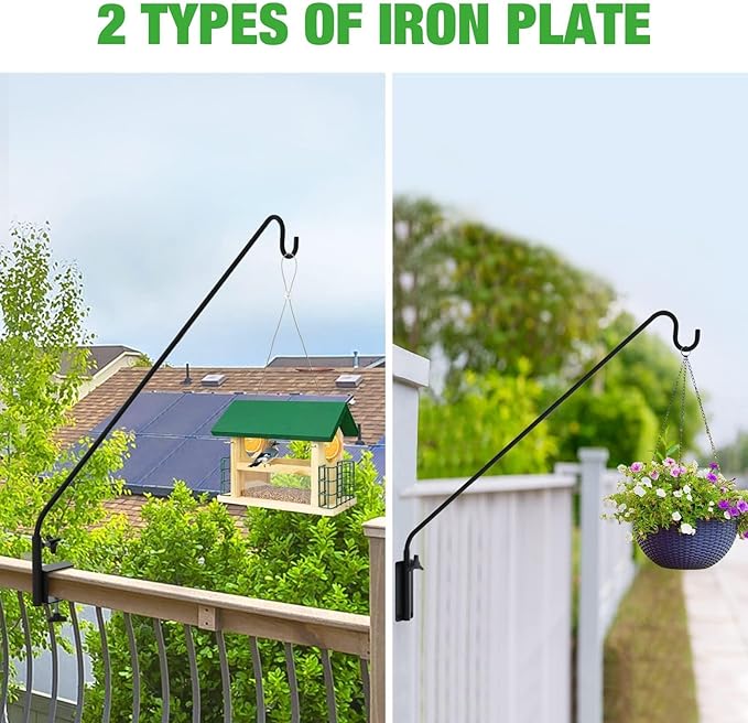 ERYTLLY Heavy Duty Deck Hook Wall Mounted Hook, Extensible and Adjustable Deck Hook with 2" Non Slip Horizontal Clamp for Hanging Bird Feeder, Plants, Suet Baskets,Wind Chimes,Lanterns and More-VerdiqueGarden