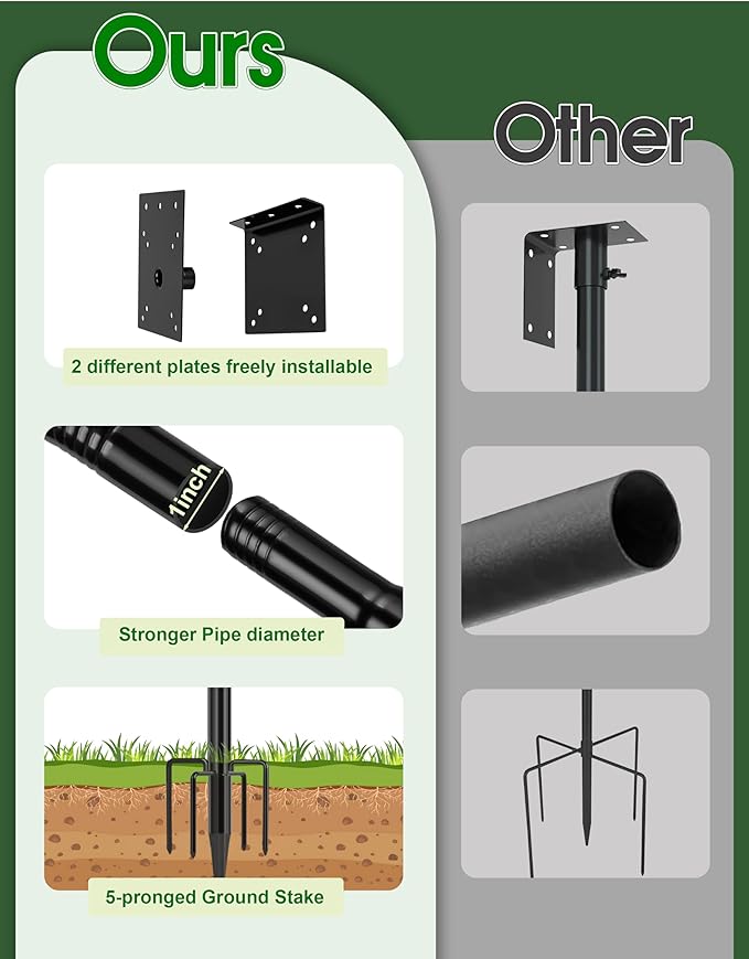 XDW-GIFTS Bird House Pole, 1 Pack 109 Inch Metal Bird Feeder Pole for Outdoor, with 5-Prong Heavy Duty Base for Birdhouse Mounting, Weather Station-VerdiqueGarden