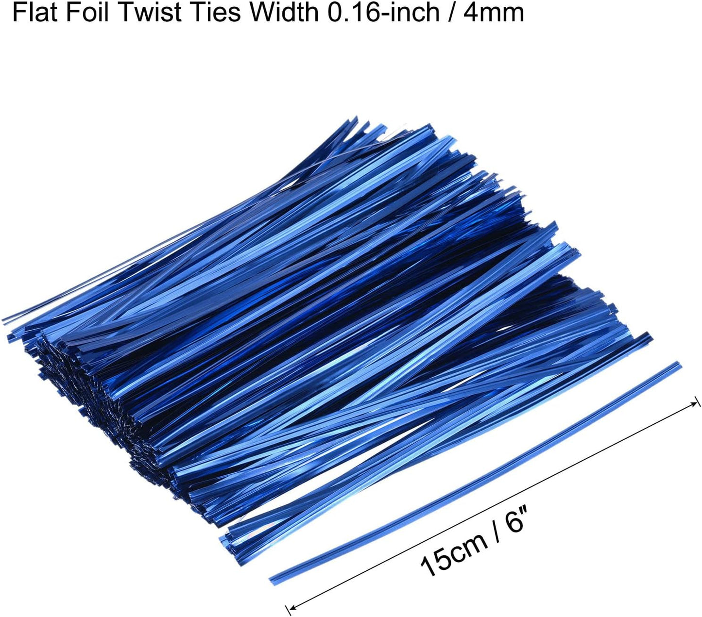 MECCANIXITY Foil Twist Ties 6" 15cm Metallic Plastic Closure Tie for Tying Bread, Candy, Cookies, Gift Bags Arts Crafts Ties Blue Pack of 750-VerdiqueGarden