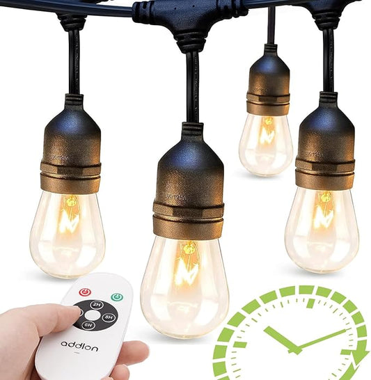 addlon 48 FT Outdoor String Lights Timer Control Commercial Grade Weatherproof 18 Edison Vintage Bulbs ETL Listed Heavy-Duty Decoration Christmas Lights for Patio Backyard Garden-VerdiqueGarden