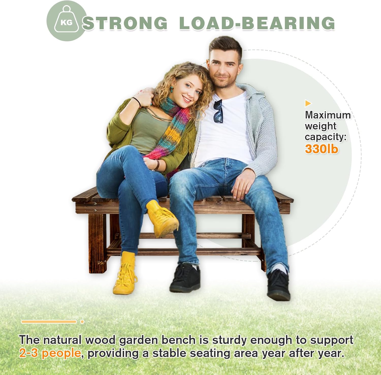 Outdoor Garden Bench, 2-Person Wood Patio Bench Weatherproof Outdoor Backless Bench, Anti-Corrosion and Anti-Rust Garden Benches for Garden Lawn Porch Park Backyard (Carbonized,35.5''/90cm)-VerdiqueGarden