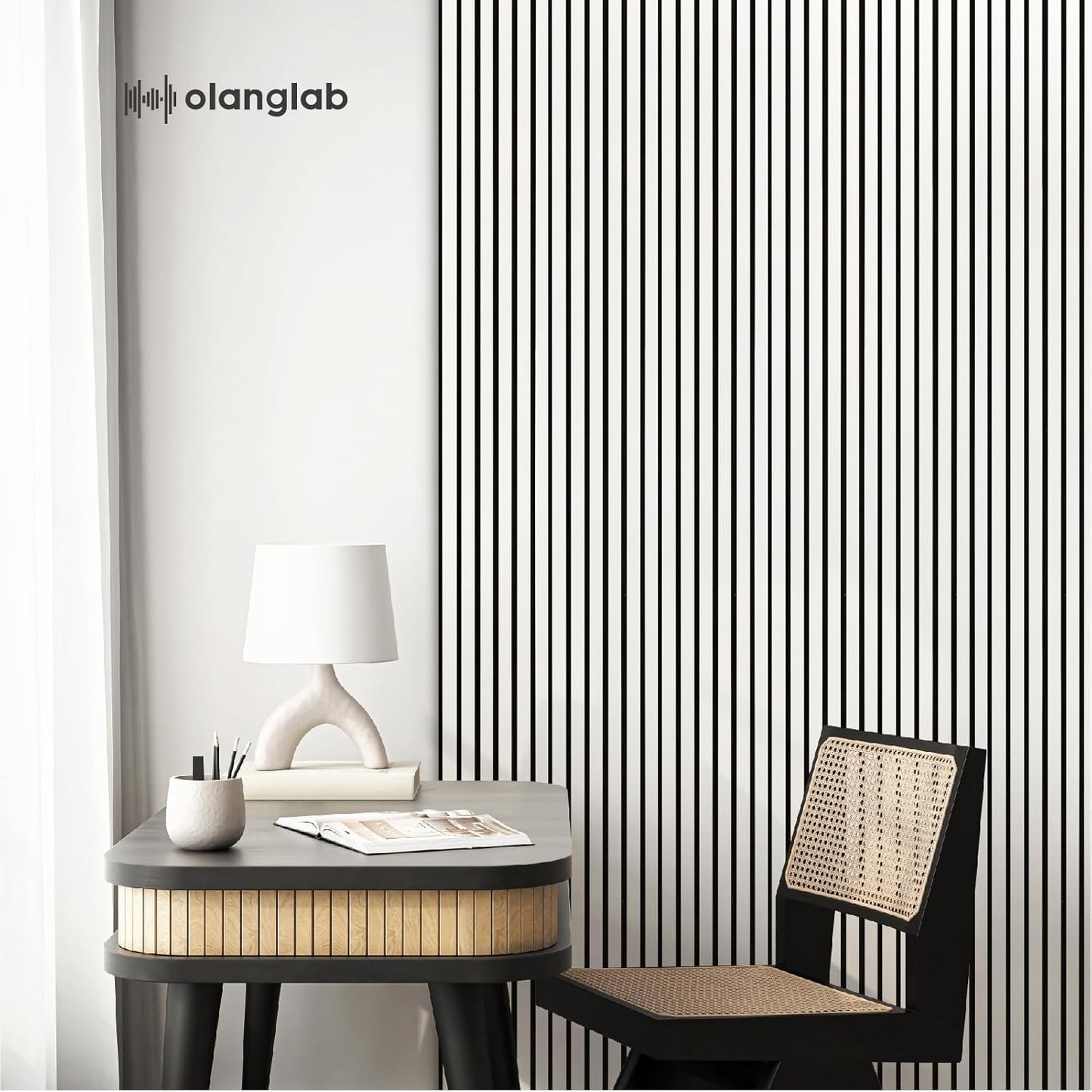 Olanglab Wood Slat Wall Panels, Wooden Acoustic Wall Panels, 94.5"x12.6" Each 3D Wall Panels for Interior Wall Decor, 4 Pack in Total 94.5"x50.4" (Gloss White)-VerdiqueGarden