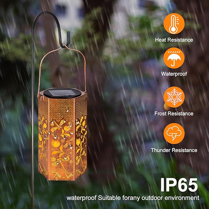 Dragonfly Solar Lanterns Outdoor Waterproof - Birthday Gifts for Women, Men, Mom, Mothers Day Gifts, Solar Lights Outdoor Hanging Garden Decor for Outside, Patio, Outdoor, Yard, Lawn, Balcony-VerdiqueGarden