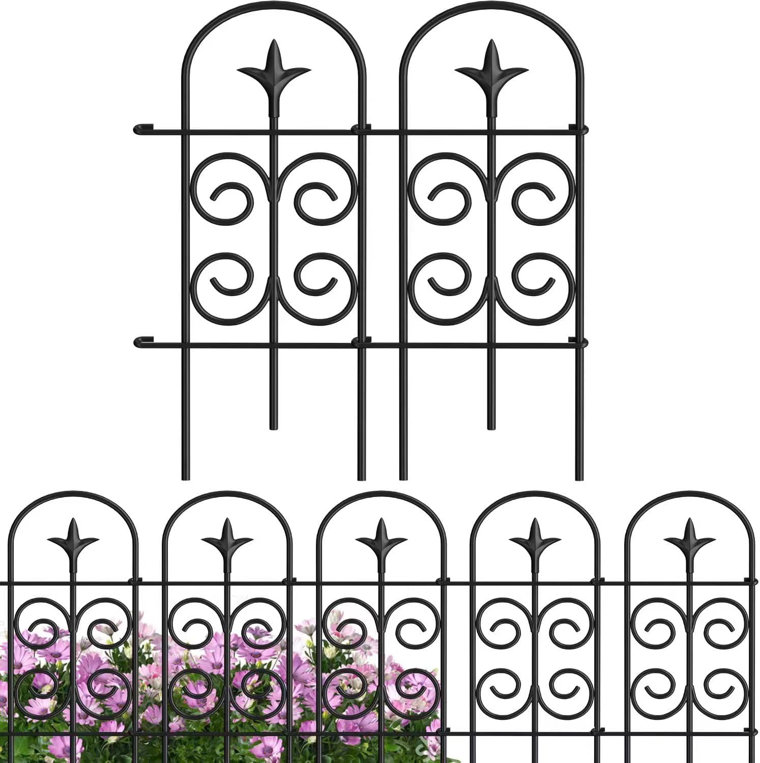 AMAGABELI GARDEN & HOME 8 Panels 24in(H)×10ft(L) Decorative Garden Fences and Borders for Dogs Pre-Linking Panels No Dig Garden Edging Border Fence for Animal Barrier Fencing for Flower Bed Yard Patio-VerdiqueGarden