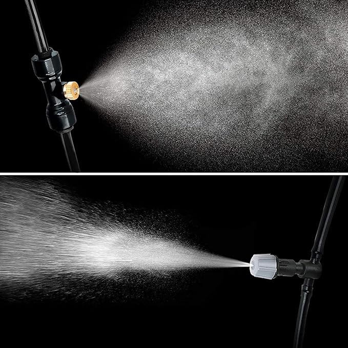 Bonviee Misters for Outside Patio - 75FT Misting Cooling System with 28 Brass Nozzles and 3/4" Adapter, 23M DIY Outdoor Misters Kit for Garden, Greenhouse, and Patio Cooling-VerdiqueGarden