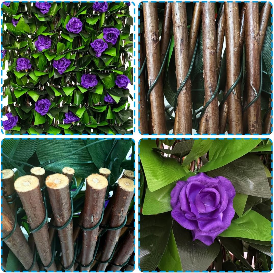 Expandable Fence Privacy Screen for Balcony Patio Outdoor,Decorative Faux Ivy Fencing Panel,Artificial Hedges-VerdiqueGarden