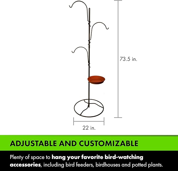 Yard Butler Yard Tree Bird Center - Durable Bird Feeder Holder & Hanging Plant Stand with 3 Hooks & Birdbath Ring - Beautiful Yard Decoration-VerdiqueGarden