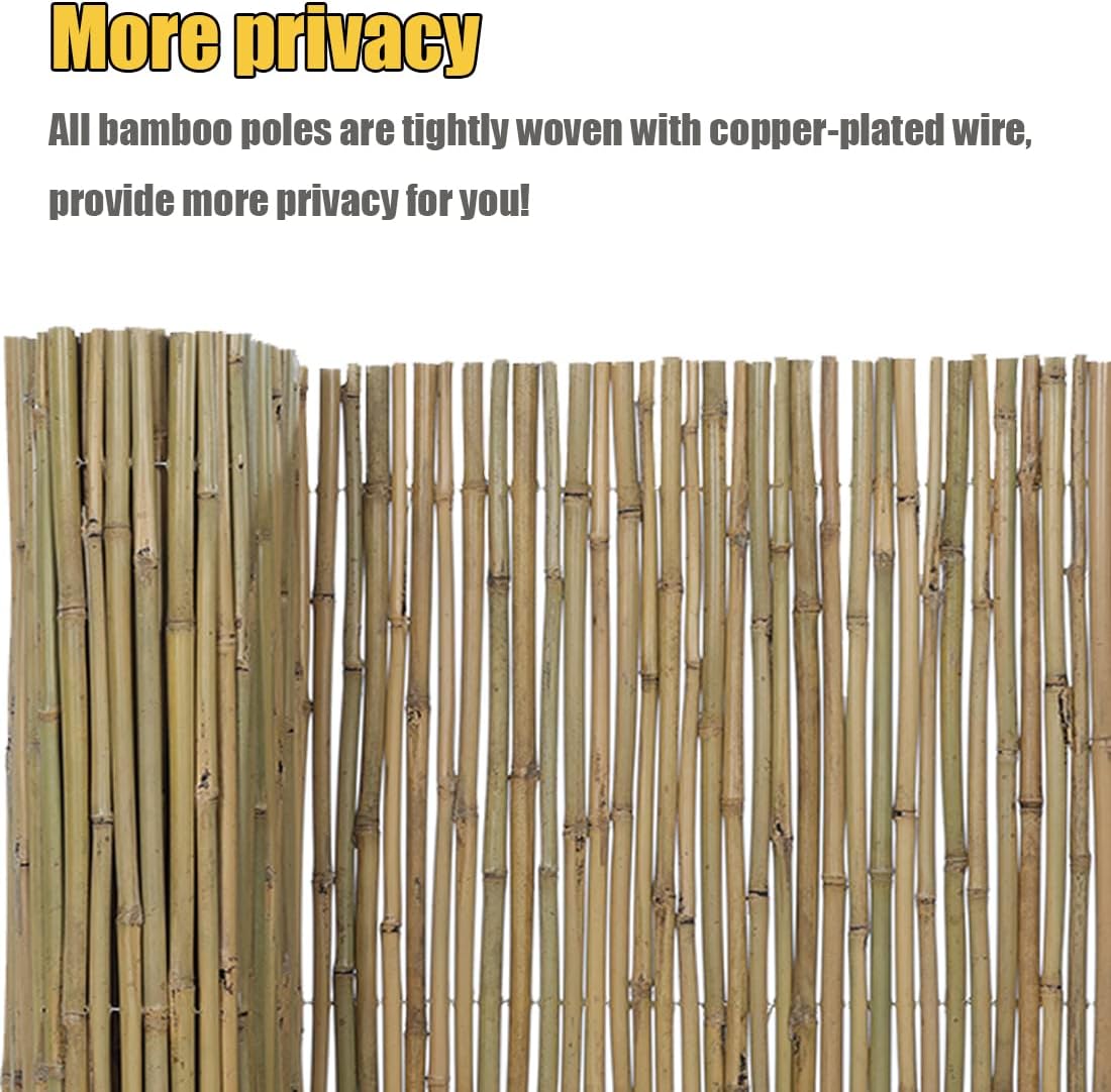 4Ft High x 8 Ft Long x 0.7In D Bamboo Fencing, Natural Bamboo Fence Rolls, Eco-Friendly Privacy Fencing for Outdoor Balcony Patio Garden Border Pool-VerdiqueGarden