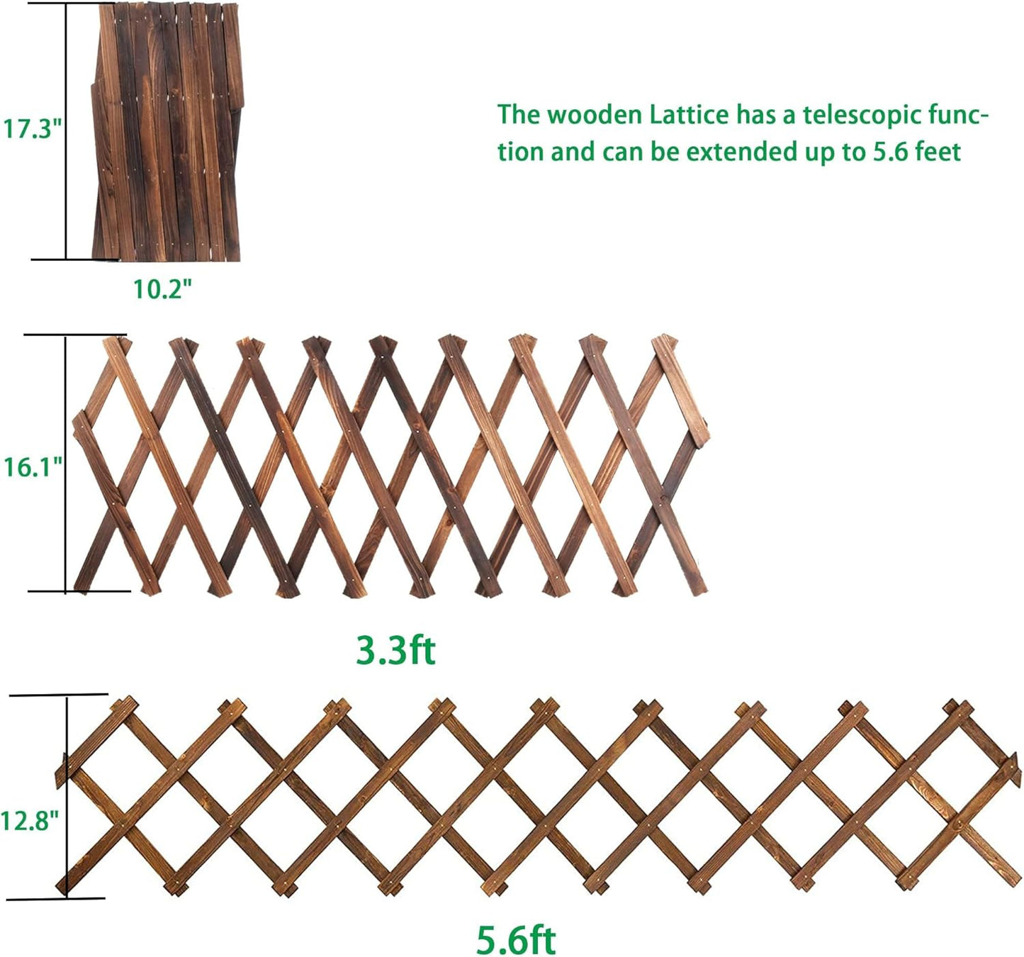 Wooden Lattice Panels for Outside 4Pack, 75"x11.8" Expandable Wood Lattice Fence Wall Garden Trellis Frame for Climbing Plants Outdoor Vine Ivy Rose Patio Room Decorative-VerdiqueGarden
