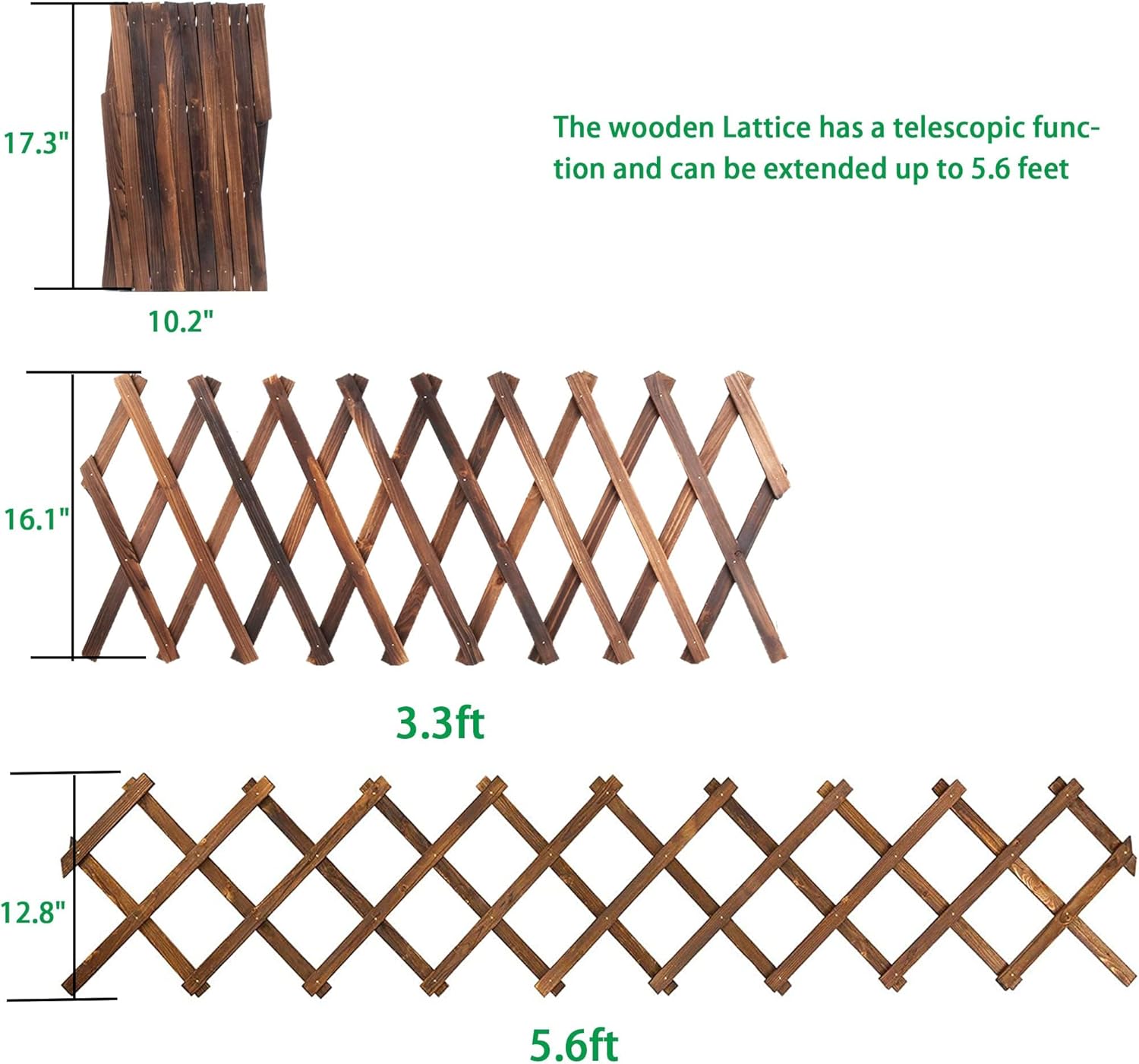 Wooden Lattice Panels for Outside 4Pack, 75"x11.8" Expandable Wood Lattice Fence Wall Garden Trellis Frame for Climbing Plants Outdoor Vine Ivy Rose Patio Room Decorative-VerdiqueGarden