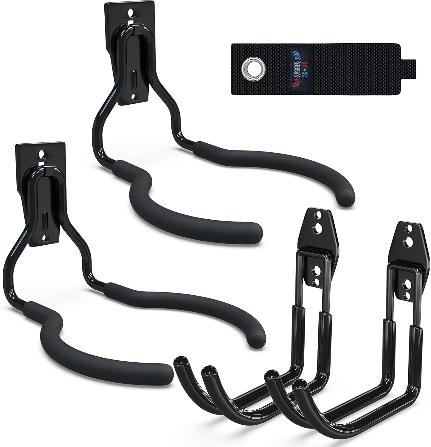 3-H Weed Eater Hanger 2 Pack,2 Large Garage Wall Hooks,1 Extension Strap,Utility Weedeater Rack,Tool Hangers for Organizing and Hanging Weed Wacker,Leaf Blower,String Trimmer,Power Tool in Garden-VerdiqueGarden