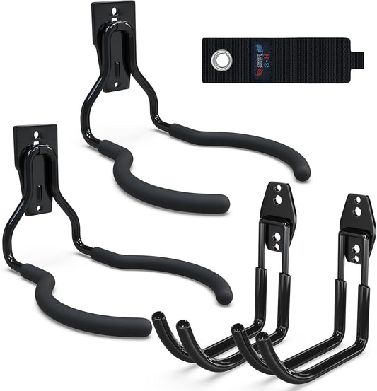 3-H Weed Eater Hanger 2 Pack,2 Large Garage Wall Hooks,1 Extension Strap,Utility Weedeater Rack,Tool Hangers for Organizing and Hanging Weed Wacker,Leaf Blower,String Trimmer,Power Tool in Garden-VerdiqueGarden