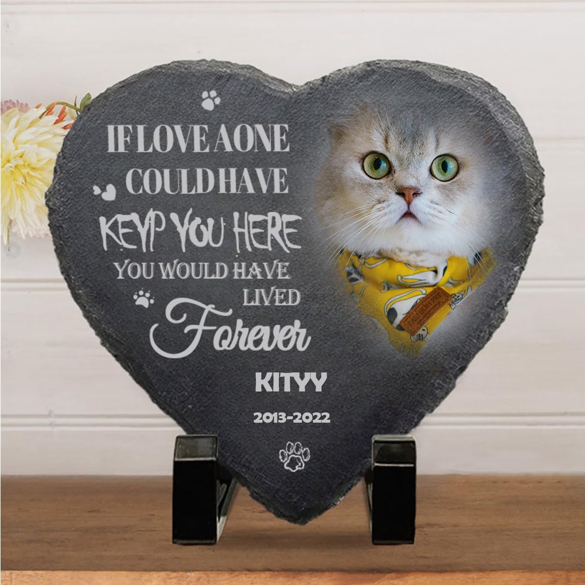 Custom Image Garden Stones Personalize with 10 Templates Name Date, Desgin Heart Shaped Memorial Stones Cemetery Stones 6x6 for Loss of Lover,Memorial Gifts and Special Day Gifts-VerdiqueGarden